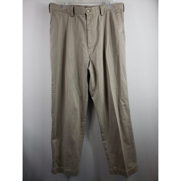 NAUTICA MEN'S PANTS KHAKI 36X30 FLAT FRONT 100% COTTON beige - Picture 1 of 8